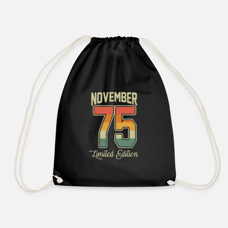 Vintage November 45 Year 1975 45th Birthday Gift - Drawstring Bag - black