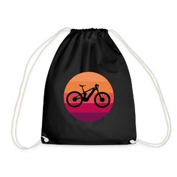 Ebike Fahrrad Mountainbike Retro Geschenk - Turnbeutel - Schwarz - Vorne