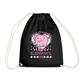 Elephant Freaking Love Elephants - Drawstring Bag - black - Front