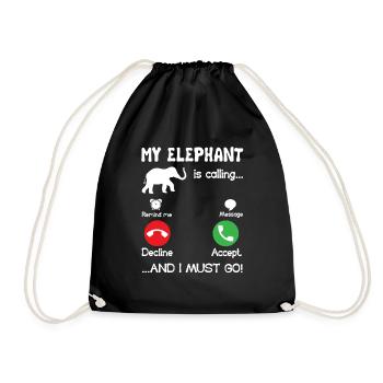 Elephant My Elephant Is Calling - Drawstring Bag - black - Front
