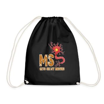 Multiple Sclerosis Shirts Funny Getting On - Drawstring Bag - black - Front