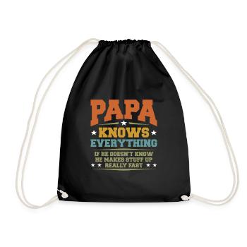 Papa Vater Paps Geschenk Dad Vatertag Geburtstag - Turnbeutel - Schwarz - Vorne