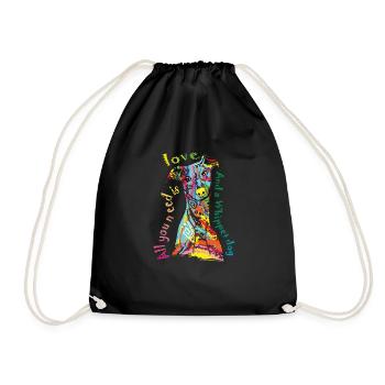 Greyhound Dog Gift Mom Dad Colorful Love Whippet - Drawstring Bag - black - Front