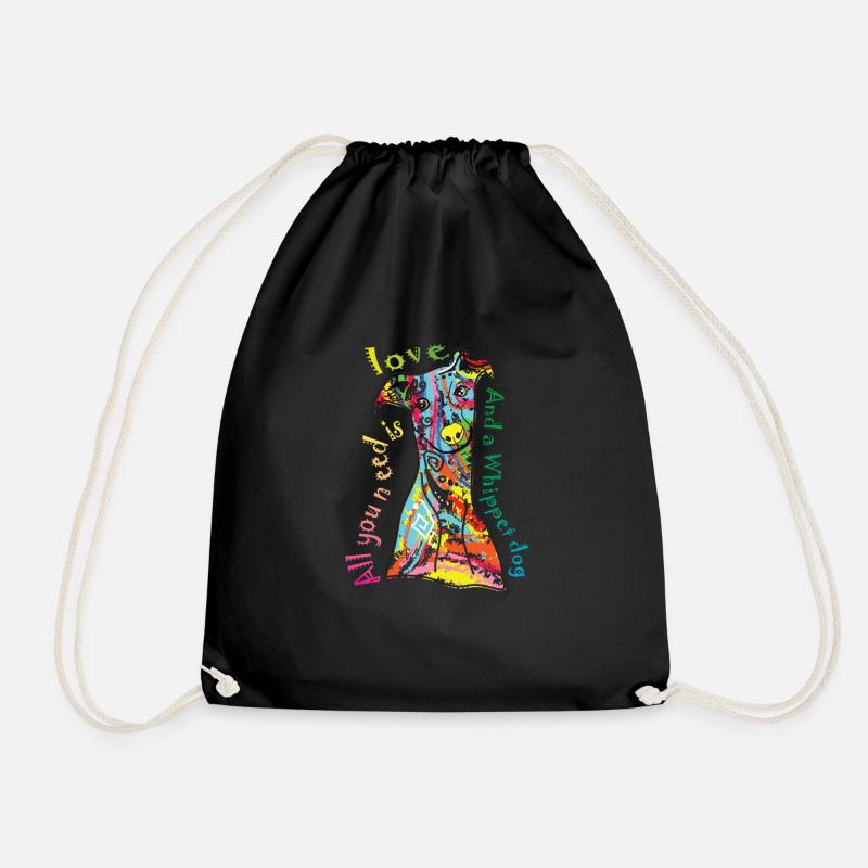 Cadeau de chien de lévrier maman papa Whippet d'amour coloré - Sac de sport léger - noir