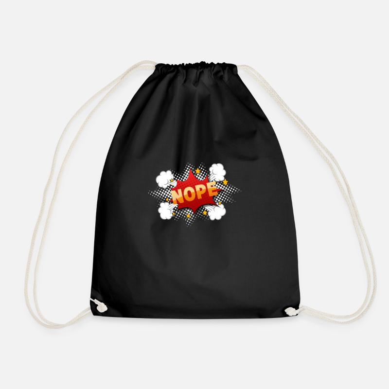 Nope comic speech bubble - Drawstring Bag - black