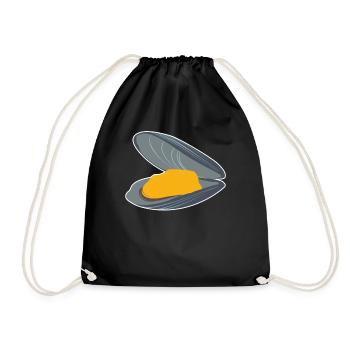 Muschel Miesmuschel Meeresfrüchte Muscheln essen - Turnbeutel - Schwarz - Vorne