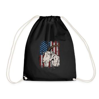 Patriotic America Flag Goat Farmer Gift Idea - Drawstring Bag - black - Front