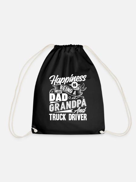 Truck Driver Dad Grandpa And Truck Driver - Drawstring Bag - black