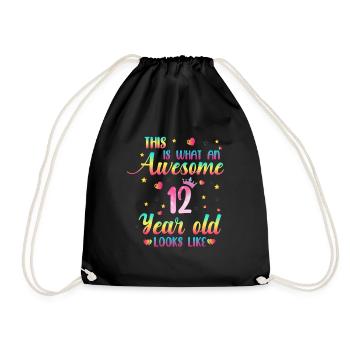 12e anniversaire filles, 12 ans fille cadeau - Sac de sport léger - noir - Devant