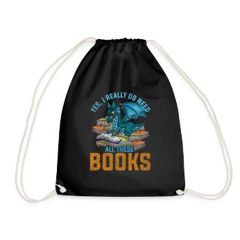 Dragon book fantasy animal - Drawstring Bag - black - Front