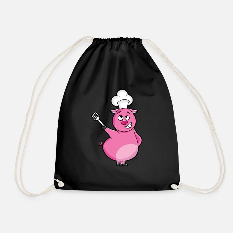 Chef pig a funny gift for chefs - Drawstring Bag - black