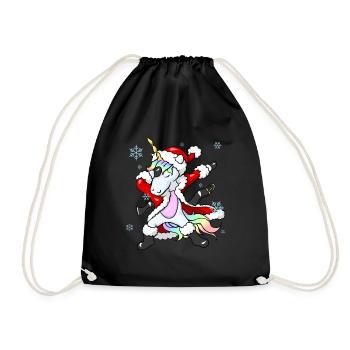 Noël amusant Santa Licorne - Sac de sport léger - noir - Devant