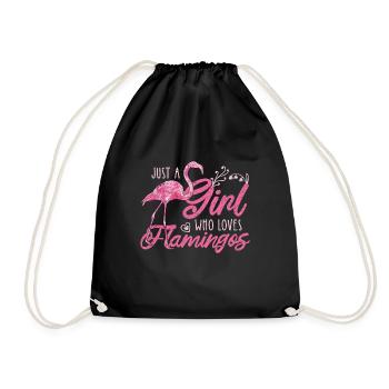 Flamingo girl pink - Drawstring Bag - black - Front