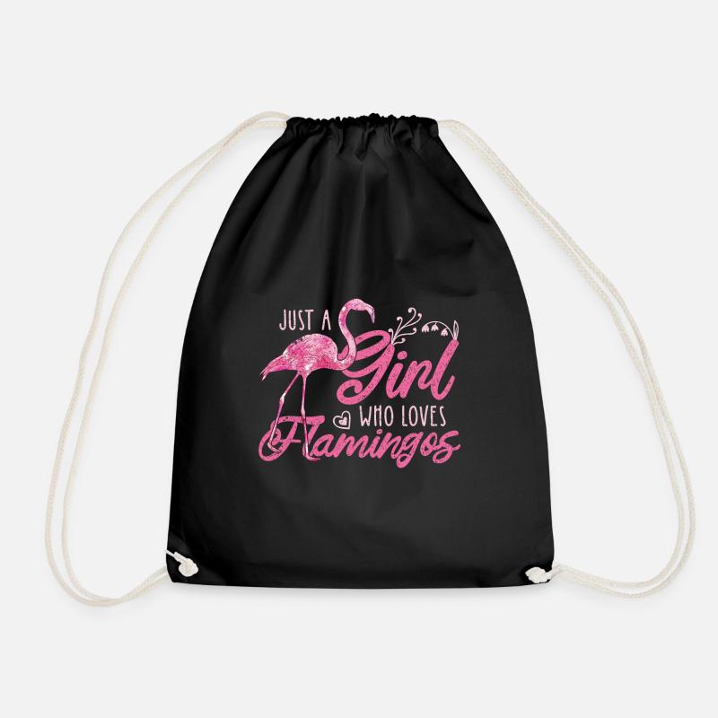 Flamingo girl pink - Drawstring Bag - black