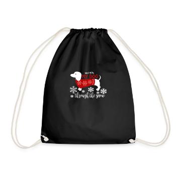 Dachshund gift dog lover - Drawstring Bag - black - Front