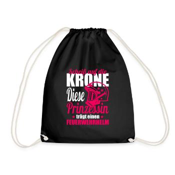 Feuerwehr freiwillige Feuerwehr Feuerwehrmann Frau - Turnbeutel - Schwarz - Vorne