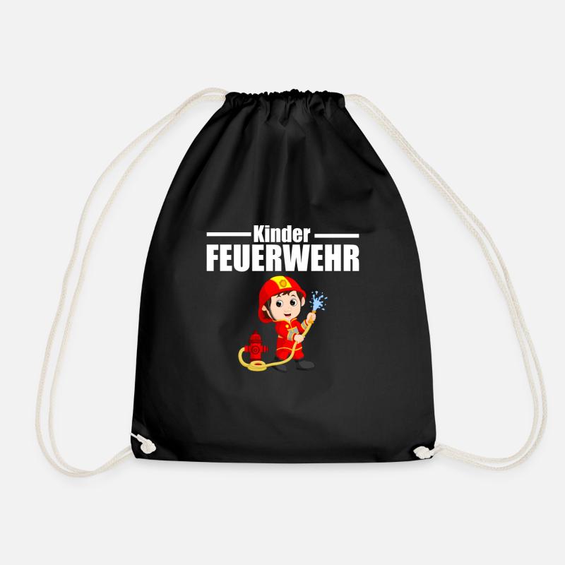 Kinderfeuerwehr freiwillige Feuerwehr Geschenk - Turnbeutel - Schwarz