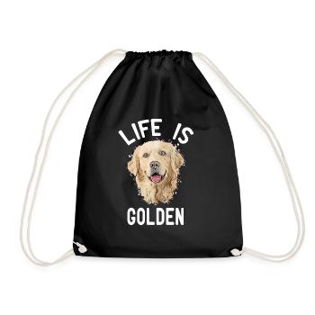 Dessin animé Golden Retriever Gift Life is Gol - Sac de sport léger - noir - Devant