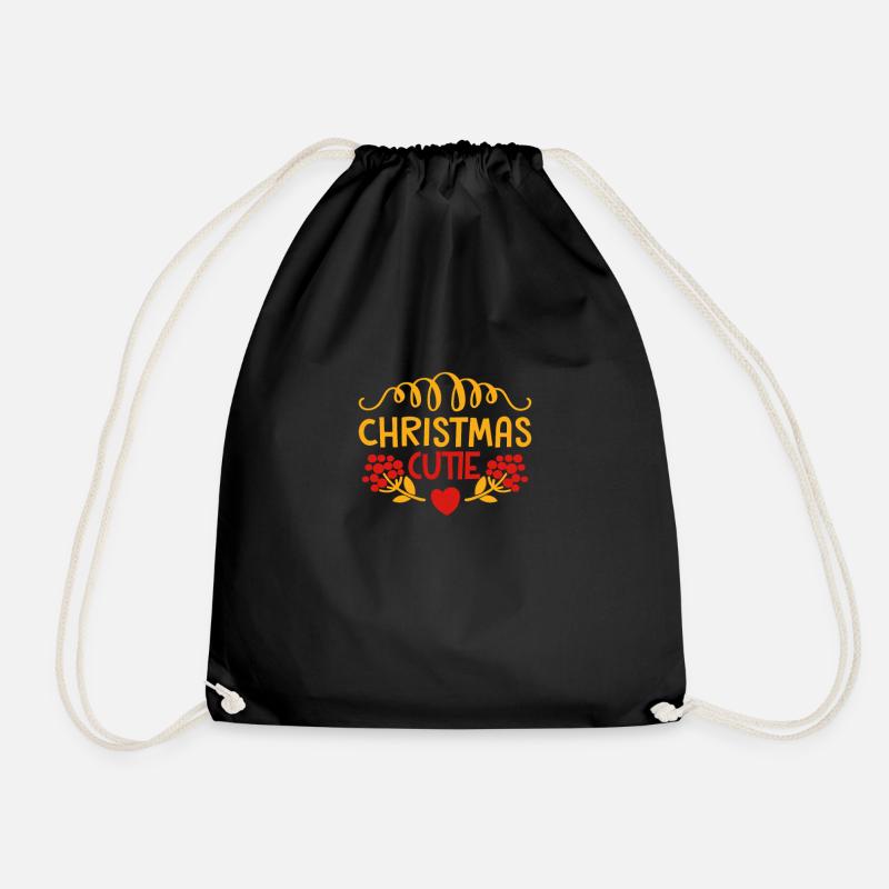 Christmas Cutie - Christmas Gift - Drawstring Bag - black