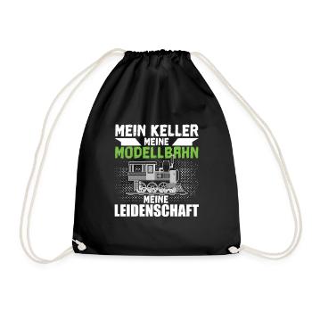 Mein Keller Meine Modellbahn Meine Leidenschaft - Turnbeutel - Schwarz - Vorne