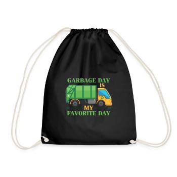 Garbage day children garbage truck sorting waste - Drawstring Bag - black - Front