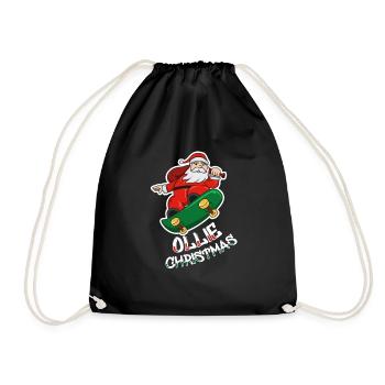Christmas skateboard design for a skater - Drawstring Bag - black - Front
