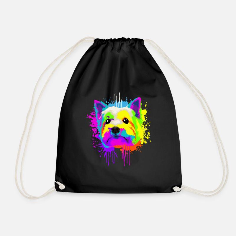 Splash Art West Highland White Terrier Hund - Turnbeutel - Schwarz