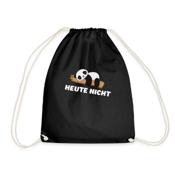 Lustiges Panda Motiv - Panda ist müde - Heute - Turnbeutel - Schwarz - Vorne