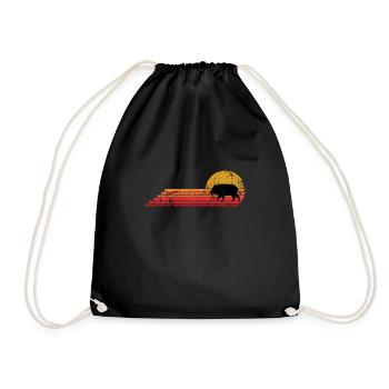 Boar Animal Retro Vintage Style - Drawstring Bag - black - Front