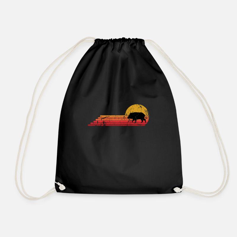 Wildschwein Wildtier Retro Vintage Style - Turnbeutel - Schwarz