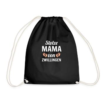 Mama Zwillinge - Turnbeutel - Schwarz - Vorne