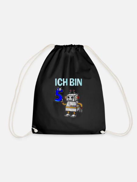 Lustiges Ich bin 5 Roboter Kindergeburtstag - Turnbeutel - Schwarz
