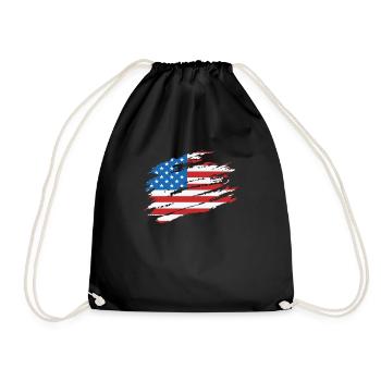 American Flag USA America Soccer Football Ice - Drawstring Bag - black - Front