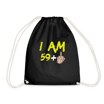 60th Birthday Gift Ideas Funny 59+ Men Women - Drawstring Bag - black - Front