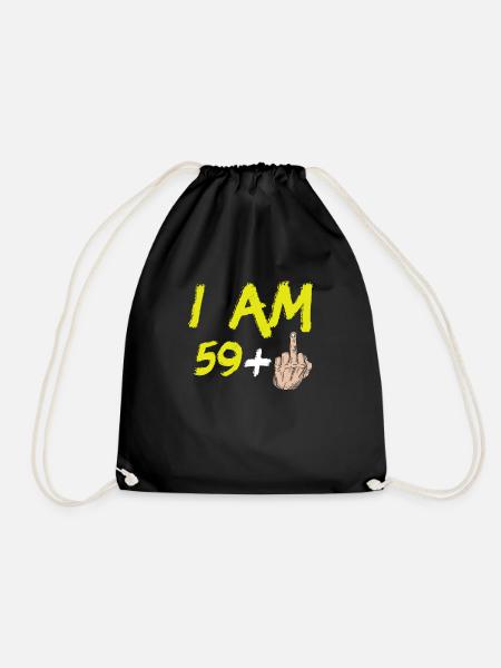 60th Birthday Gift Ideas Funny 59+ Men Women - Drawstring Bag - black