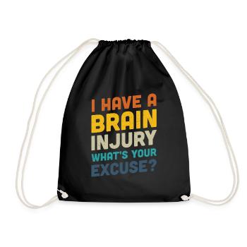 J'ai une lésion cérébrale - le survivant d'un accident vasculaire cérébral se rétablit - Sac de sport léger - noir - Devant