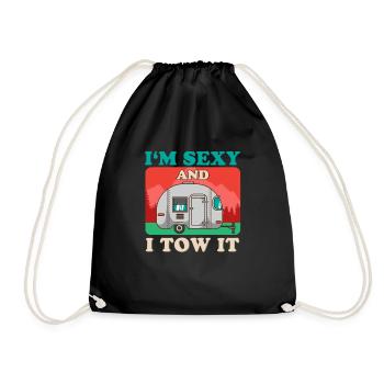 Camping drôle disant cadeau caravane camping-car - Sac de sport léger - noir - Devant