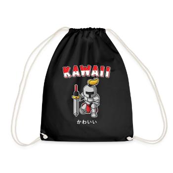 Kawaii Ritter Süßes Japanisches Kawaii Kinder - Turnbeutel - Schwarz - Vorne