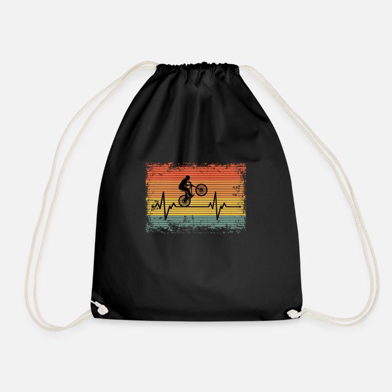 Vintage Herzschlag Radfahren Geschenkidee - Turnbeutel - Schwarz