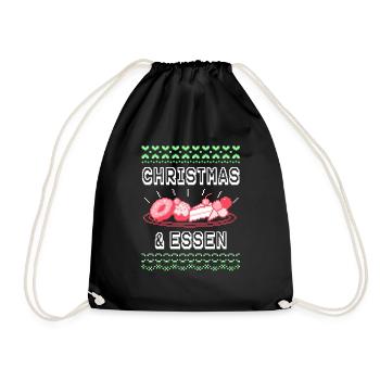 Ugly Christmas Weihnachten Esse Weihnachtsessen - Turnbeutel - Schwarz - Vorne