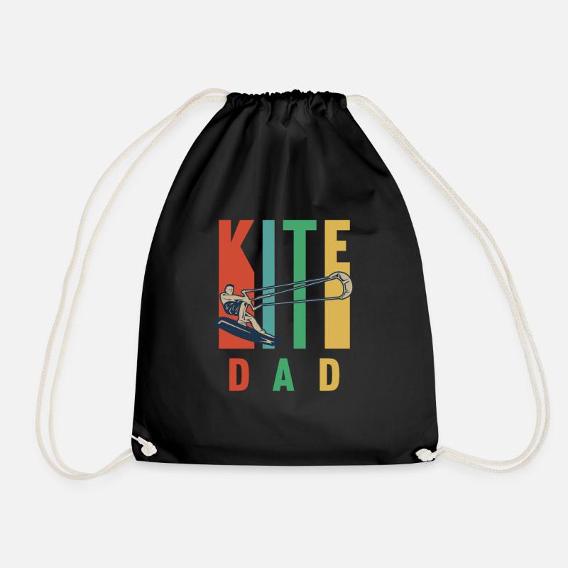 Kitesurfing design for a kite surfer dad - Drawstring Bag - black