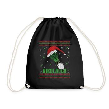Nikolauch Nikolaus Ugly Christmas Sweater - Turnbeutel - Schwarz - Vorne
