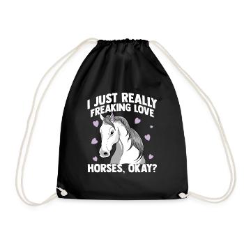 Riding horse lovers dressage riding gallop saddle - Drawstring Bag - black - Front