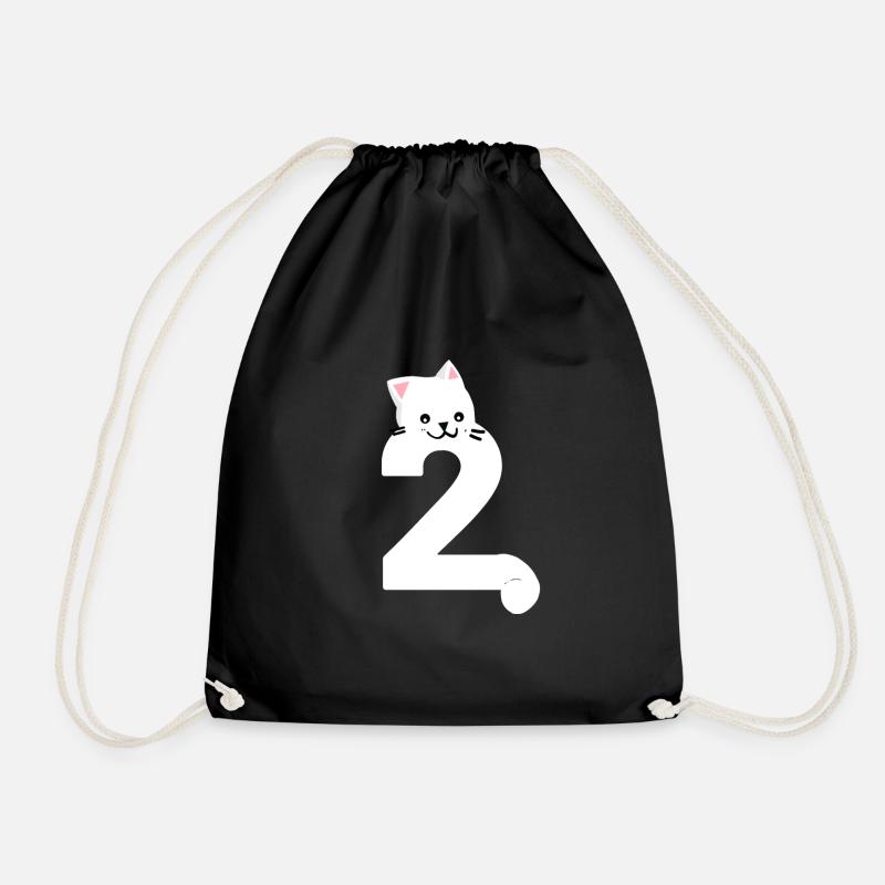 two years old cat I am two - Drawstring Bag - black