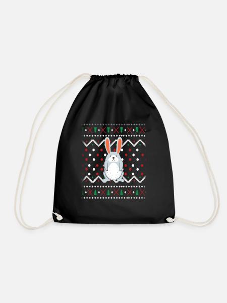 Hase Ugly Christmas - Turnbeutel - Schwarz