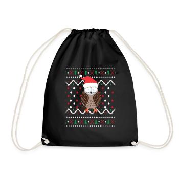 Eule Ugly Christmas - Turnbeutel - Schwarz - Vorne