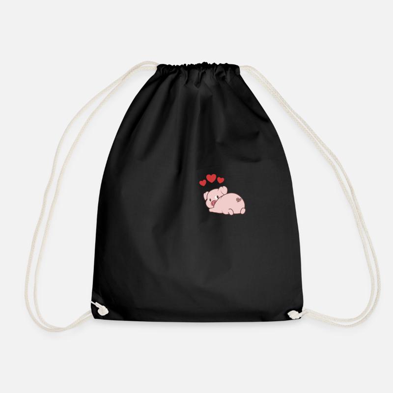 Pocket Pig Love - Drawstring Bag - black