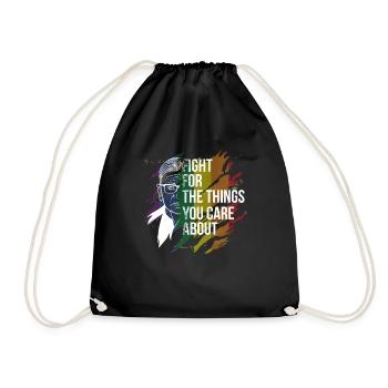 Ruth Bader Ginsburg with rainbow flag - Drawstring Bag - black - Front