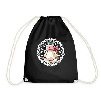 Unicorn yoga mandala spiritual yoga ladies saying - Drawstring Bag - black - Front
