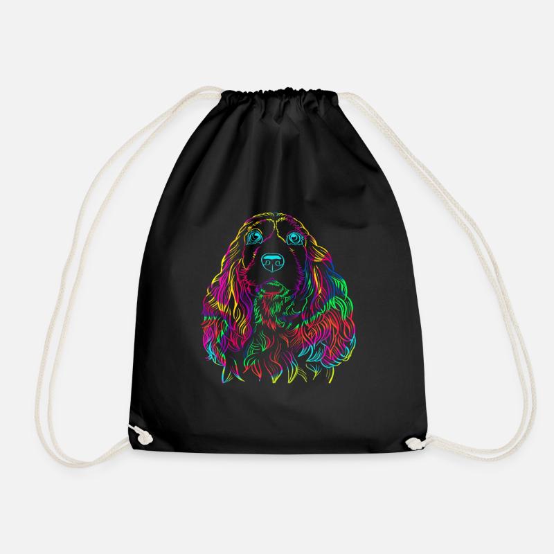 Colorful cocker spaniel dog - Drawstring Bag - black